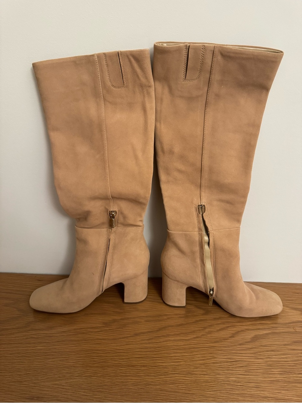 Sam Edelman Tan Suede Mid-Heel Knee Boots